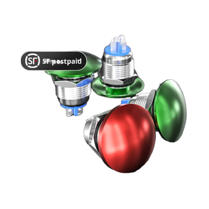 Interruptor de Botón Pulsador Metálico CNC HBAN de 16mm con Cabeza de Hongo de Aluminio, 1NO Momentáneo, Terminal de Tornillo, IP65 para Control Industrial - Product Image 1