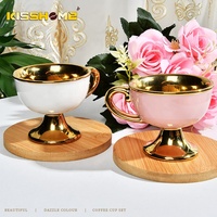 Ensemble de tasses à café classiques modernes de luxe éthiopiennes et marocaines, plaqué or, en céramique écologique, porcelaine, tasse à expresso et soucoupe pour la maison, cadeau