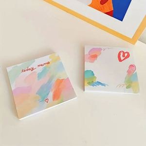 Bloc de Notas Adhesivas con Diseño de Pintura al Óleo en Forma de Corazón, Bonitas y Sencillas, Bloc de Notas para Registrar, Sin Adhesivo, Papel de Etiquetas Cuadradas de Alta Estética - Product Image 6