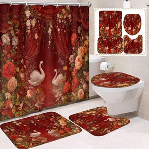 Rideau de Douche en Polyester Imprimé Numérique Personnalisé Motif Cœur Rose Amour Saint-Valentin, Rideau de Salle de Bain en Polyester, Vente en Gros - Product Image 1
