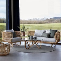 Ensemble de canapés en rotin avec structure en alliage d'aluminium de style sud-est asiatique pour patios, jardins, balcons, imperméable, amovible et remplaçable