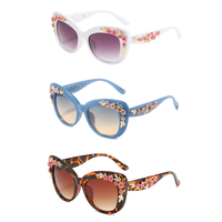 Nouvelles Lunettes de Soleil Vintage pour Femme 2026, Protection UV400, Style Œil de Chat Floral en PC, Idéales pour l'Extérieur - Vente en Gros
