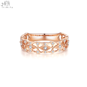 High Quality Vintage 18K Gold Handmade <b>Craft</b> Natural Diamond <b>Rings</b> for Women Antique Hollowed Braid Design Wedding Anniversary - Product Image 4