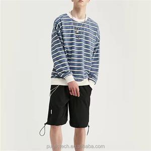 New Arrival Men's Custom Logo O-Neck Autumn Style Wholesale Fashion High Quality 320 GSM Cotton Stripe Pullover Sweatshirts - Product Image 2