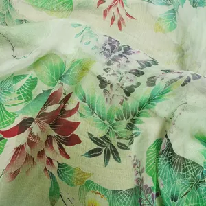 1.4cm Transparent Light Voile 100%Pure Silk Chiffon Fabric Digital Printing for Sudanese toub