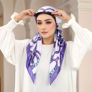 Sciarpa di moda femminile islamico <span class=keywords><strong>turbante</strong></span> <span class=keywords><strong>Bandana</strong></span> copricapo interno catena di seta satinata con cappuccio antiscivolo istantaneo - Product Image 4