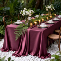 Nappe carrée en satin de luxe pour table de fête, restaurant, décoration de table, taille personnalisée, vente en gros, MOQ faible