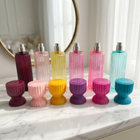 Flacon pulvérisateur de parfum à rayures verticales de 250 ml, flacon vaporisateur cosmétique rechargeable, conteneur de parfum pour maquillage