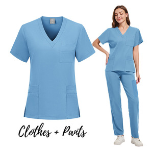 Women's Scrub Uniform Set V-Neck Top And Pants Moisture Wicking Lightweight Workwear For Hospital Nursing Split Set - Product Image 4