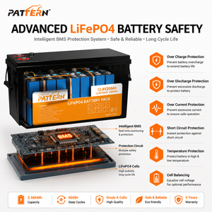 Batterie LiFePO4 PATTERN 12.8V 200Ah <span class=keywords><strong>2</strong></span>.56kWh, 6000+ cycles profonds, pour stockage d'énergie domestique et alimentation de secours - Product Image 6