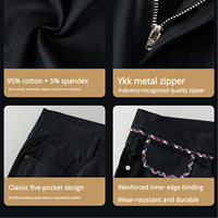 Jean droit vintage personnalisé pour homme, taille mi-haute, léger, respirant, écologique, délavé à la pierre, avec rivets et broderie légère, boutonné