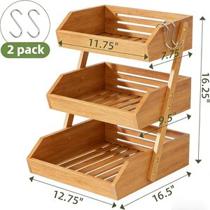 Panier à <span class=keywords><strong>fruits</strong></span> en bambou multifonctionnel et écologique à 3 niveaux, plateaux <span class=keywords><strong>de</strong></span> rangement pliables pour <span class=keywords><strong>fruits</strong></span>, <span class=keywords><strong>grand</strong></span> format - Product Image 4