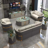 Juego de sofá de cuero tapizado de nuevo diseño italiano de lujo, marco de madera Seccional de 3 plazas, muebles modernos para sala de estar