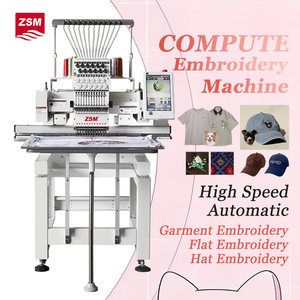 Machine à broder monotête multi-aiguilles multi-couleurs, machine à broder plate haute vitesse avec ordinateur - Product Image 1