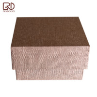 ROGOOD Boîte cadeau rigide en deux parties en papier texturé brun foncé pour collier, bague, boucles d'oreilles et autres bijoux à bords façonnés P2209