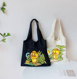 Bán Buôn Biểu Tượng Tùy Chỉnh Dễ Thương Phim Hoạt Hình Genkikun Thân Thiện Với Môi Có Thể Tái Chế Túi Xách Mua Sắm Đồng Bằng Bông Vải Tote Túi Với Xử Lý - Product Image 2
