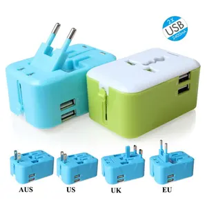 Carregador multifuncional para viagem, adaptador CA com USB, plug UE, EUA, Reino Unido, AU