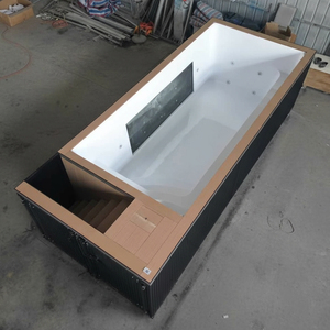 Prix bon marché fenêtre en verre fibre de verre en <span class=keywords><strong>bois</strong></span> Wpc plongeant bain Spa jacuzzi conteneur extérieur mosaïque <span class=keywords><strong>piscine</strong></span> <span class=keywords><strong>hors</strong></span> <span class=keywords><strong>sol</strong></span> - Product Image 2