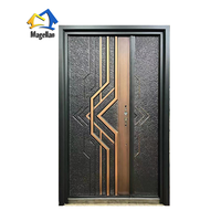 Prix compétitif Porte de sécurité en acier Porte d'entrée principale Design extérieur Double porte moulée de luxe de dernière génération