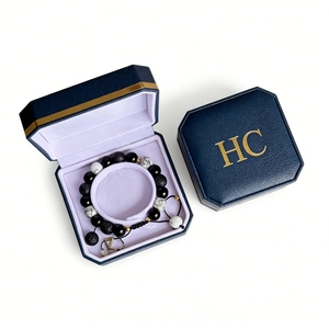 Elegant Bracelet Box Luxury Hinged PU Leather Jewelry Packaging Box Velvet <b>Insert</b> Foil Stamping Custom Logo OEM ODM Accepted - Product Image 3