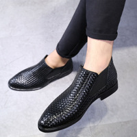 Bottes Chelsea décontractées pour hommes en gros – Chaussures habillées en PU tissées à la main, style bottines montantes