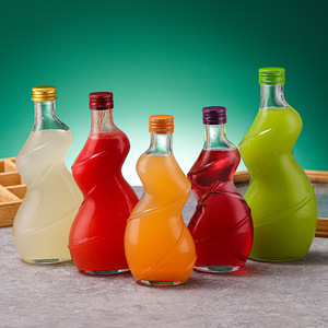 Nouvelles bouteilles de boisson en verre au design torsadé et courbé pour femmes, avec couvercle à vis en métal - Product Image 1