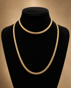 Conjunto de Joyería Clásico de Moda, Cadena Cubana y Collar Chapados en Oro de 14k para Hombre, Joyería para Boda, Compromiso y Fiesta - Product Image 3