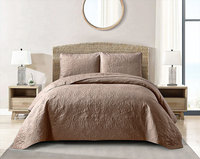 Ensemble de couvre-lit matelassé à ultrasons de couleur unie, couvre-lit en microfibre à motif circulaire gaufré, 3 pièces, literie toutes saisons