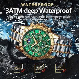 Montre de luxe pour homme Poedagar 973, cadran étoilé, chiffres romains sertis de diamants, chronographe, phases de lune, bracelet <span class=keywords><strong>en</strong></span> acier, étanche, vente <span class=keywords><strong>en</strong></span> gros d'usine - Product Image 2