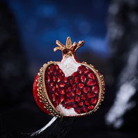 Broche Émail Fruits Grenade Rétro Haut de Gamme pour Femme, Accessoire de Décoration de Costume au Design Créatif
