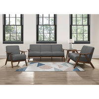 Fauteuil d'appoint moderne 1 pièce pour salon, revêtement en tissu marron clair avec dossier et assise rembourrés, structure en bois finition noyer, mobilier de maison