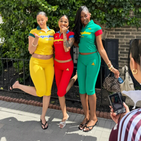 Ensemble court d'été 2 pièces pour femme, coupe ajustée, décontracté, pour le sport, avec logo personnalisé, style Gia Brand Dupe