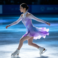 Robe de patinage artistique dégradé violet-bleu, manches longues, dos orné de chaînes de strass, costume de compétition personnalisé pour enfants, adolescents et adultes, OEM