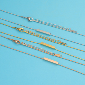 Collana con Ciondolo a Tubo Incidibile in Acciaio Inossidabile Impermeabile, Catena a Serpente per Donna - Product Image 3