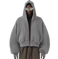 Sweat à capuche zippé oversize pour homme, style streetwear, en molleton de coton, vintage, épaules tombantes, plusieurs couleurs, OEM