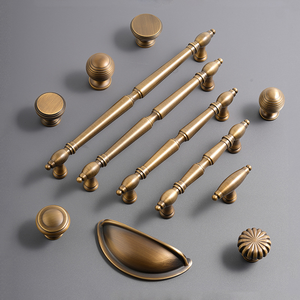 النحاس النقي خزانة الملابس قذيفة النحاس الصلب العتيقة النحاس الأجهزة الزخرفية المنزل النبيذ النحاس الكامل شبه دائرية درج مقبض مقبض - Product Image 3