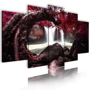 HD Scenery Canvas Panel Benutzer definierte dekorative Wasserfall Malerei Home Decoration Landschaft Geschenk geben Bild drucke 5 Stück Wand