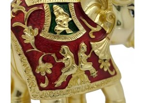 Pure 24K Gold Plated Handmade <b>Elephant</b> Idol Home <b>Decor</b> Statue Good Luck Prosperity Miniature Animal Showpiece Office Wedding - Product Image 2