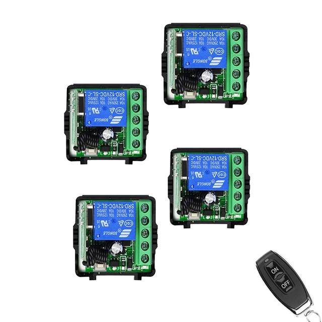 Hot 1 CH Wireless RF Remote Control Switch Transmitter with LED DC12V 10A Relay & Receiver Module 433mhz Features Learning Code