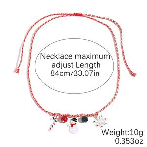 Christmas Fashion Pendant <b>Necklaces</b> Set Women Cute Snowflake Santa Claus <b>Candy</b> Cane Jewelry Holiday Gift Adjustable Rope Chain - Product Image 5
