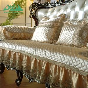 Sofá de Madera de Diseño Clásico Antiguo al por Mayor, Sofá Tapizado con Botones de Cuero Champán para Villa - Product Image 5