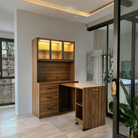 Bureau d'écriture moderne et contemporain, pliable, portable, avec armoire – MDF mélaminé durable, gain de place, écologique, extensible