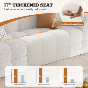 Modern <b>Convertible</b> 3-Seater Velvet Sofa No Assembly Ergonomic Support 17" Thick Seat High Density Foam Living Room School - Product Image 4