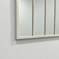 Cermin Lantai Berbingkai Logam dengan Kaca Lengkung Putih, Cermin Dekoratif untuk Ruang Tamu, Pintu Masuk, dan Dekorasi Rumah