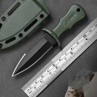 Couteau de cou pour homme, lame fixe courte à manche intégral avec étui, couteau EDC pour la survie en plein air et le camping
