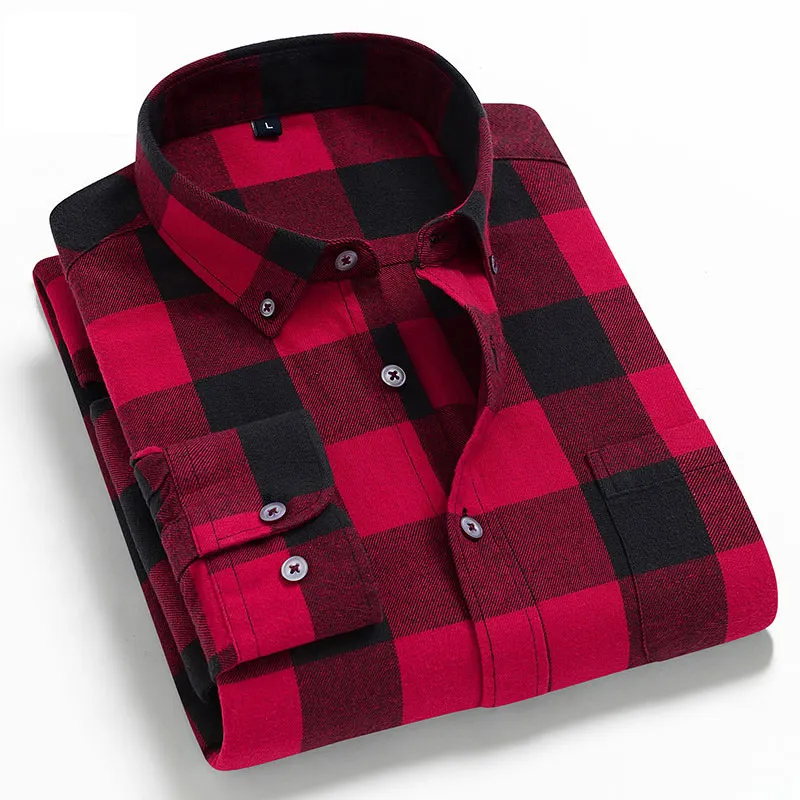 OEM/ODM 2024 fashion design camisas hombre manga larga custom wholesale long sleeve mens plaid flannel shirt