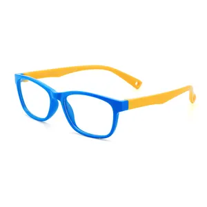 Wholesale Small Square Silicone Optical Glasses Frames Kids Anti Blue Light Myopia Glasses Frame