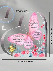 1 pezzo regalo acrilico, biblico e motivazionale versetto decorazione a forma di cuore per la donna. Compleanno donne fedeli, targa segno stanza - Product Image 2