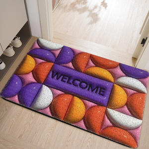 Tapis de bienvenue rectangulaire moderne en PVC à motif géométrique, antidérapant, pour entrée, salon, chambre et salle de bain - Product Image 1