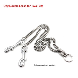 Набор двойных поводков для собак из нержавеющей стали класса люкс, прочный, с защитой от спутывания, для выгула двух собак - Product Image 4